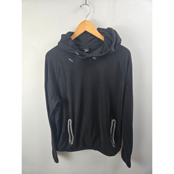 American Eagle Outfitters Tops - American Eagle AEActive Hoodie Womens Large Black Extreme Flex Raglan Pullover